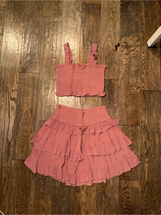 Free People Dresses & Skirts - Free People Smocked Crop Top & Skirt Set - Mauve Pink NWOT